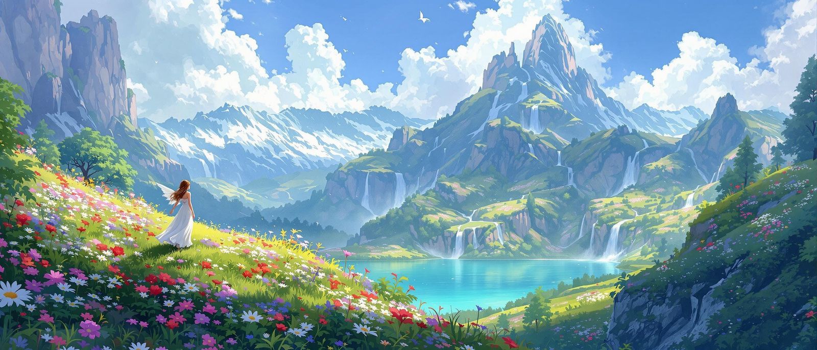 Angel Walking in Paradise: A Fantasy Illustration