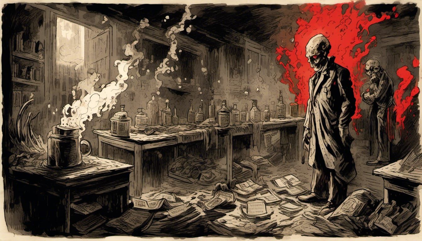 Suspenseful Comic Illustration of a Dark Conspiracy