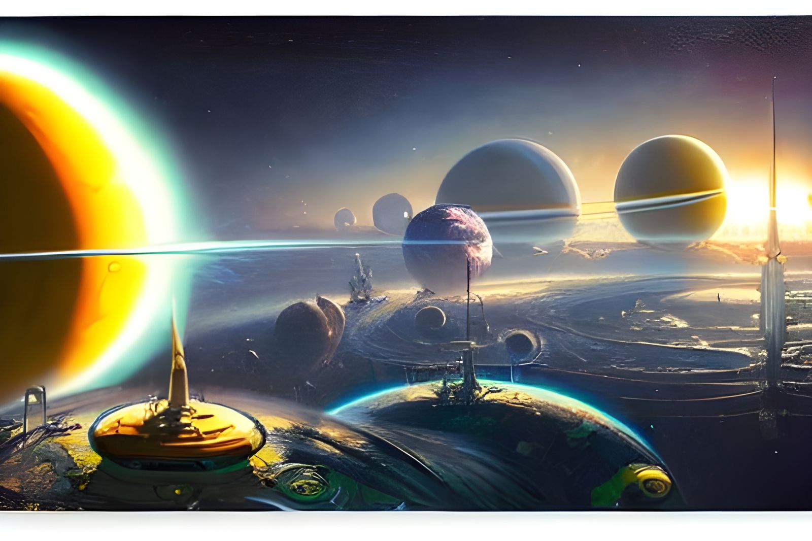 Ringworld Megastructure Orbiting Sun: Futuristic Concept Art