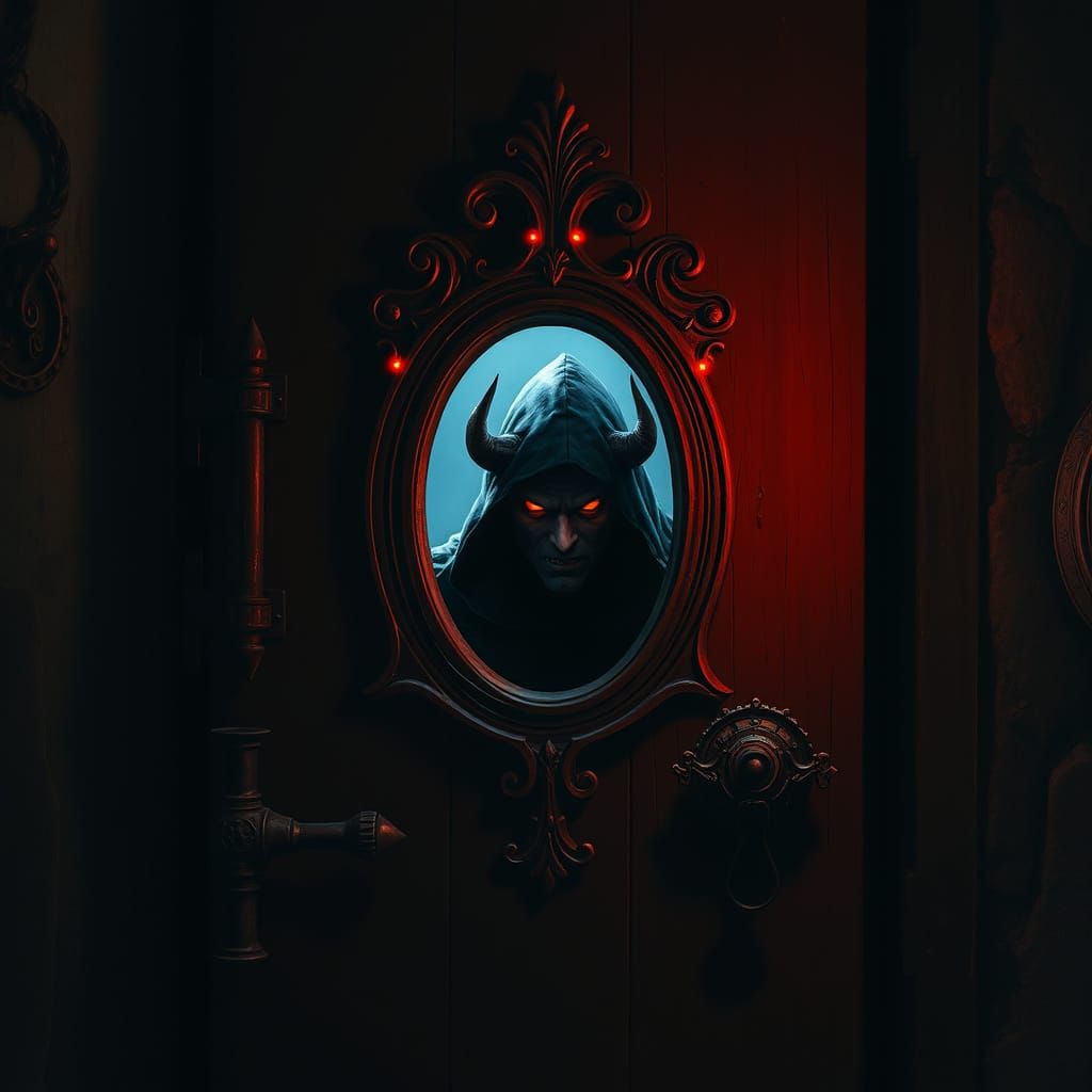 Malevolent Observer in a Haunting Gothic Realm