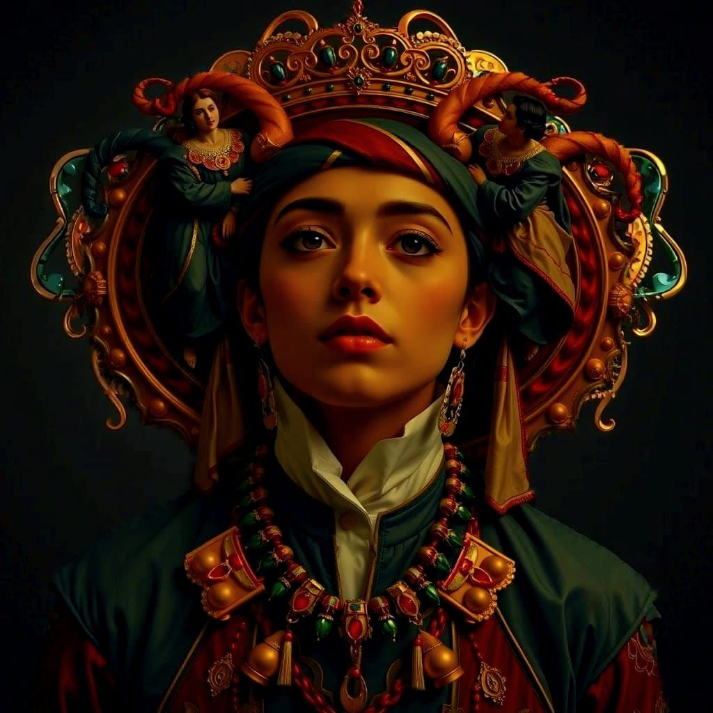 Intricate Fractal Hair in Cloisonné Enamel Style