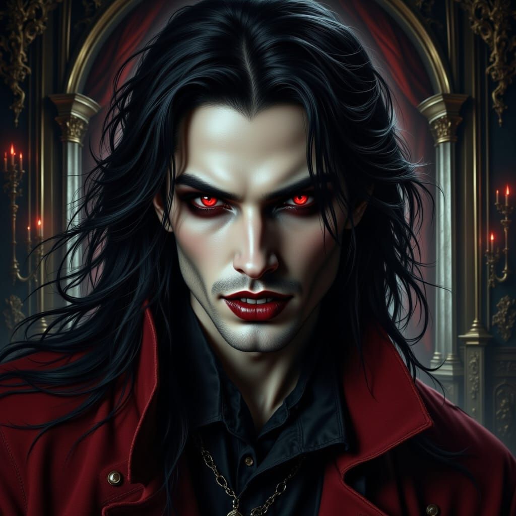 Handsome Vampire Noble in Ornate Victorian Manor