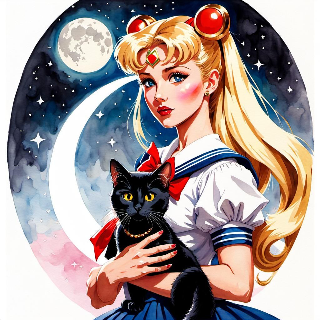 Sailor Moon and Luna