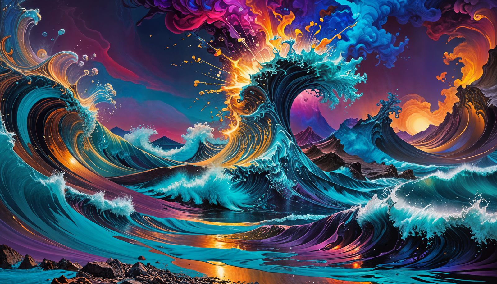 Surreal Bismuth Ocean in Vibrant Hues