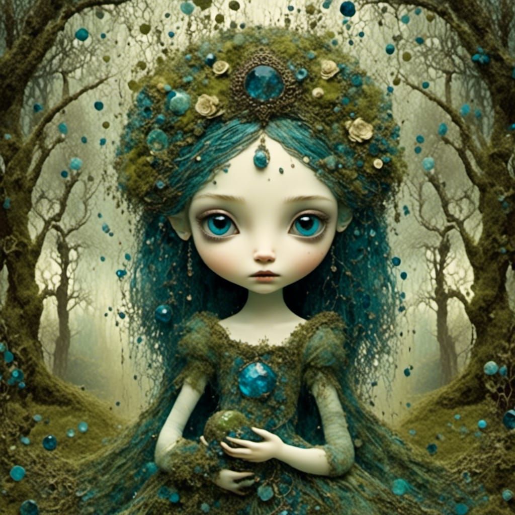 Gothic Moss Princess in Surreal Symbolist Style