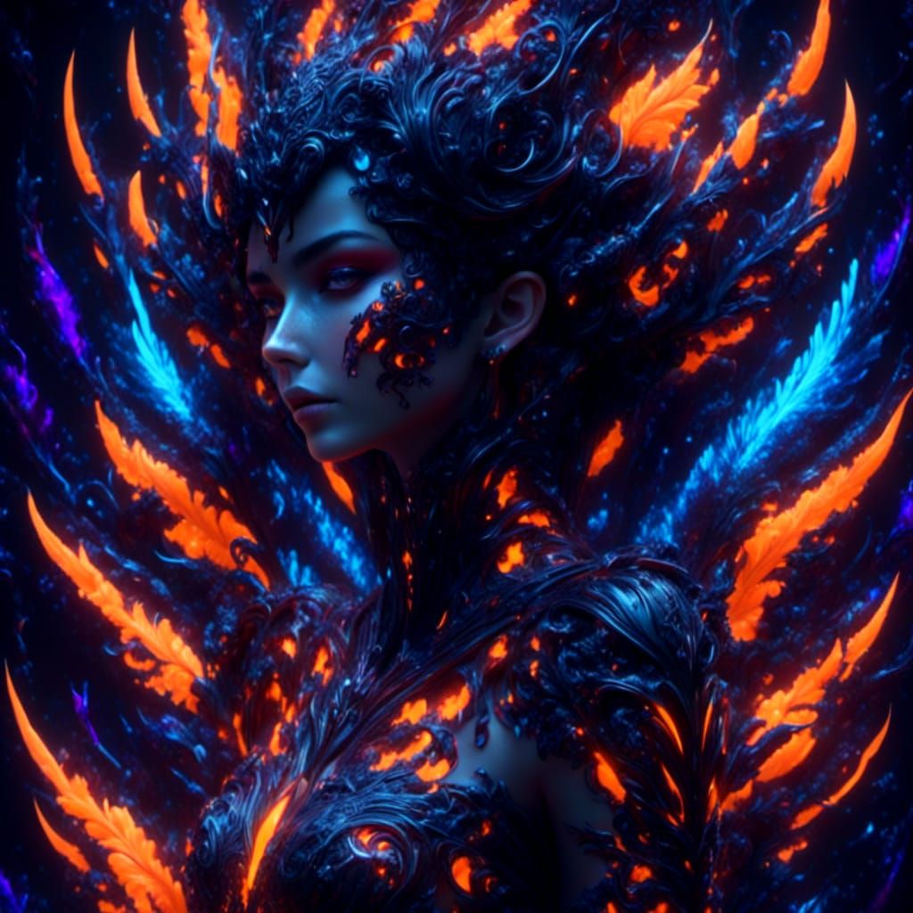 Gothic Neon Iris with Sparkling Sword