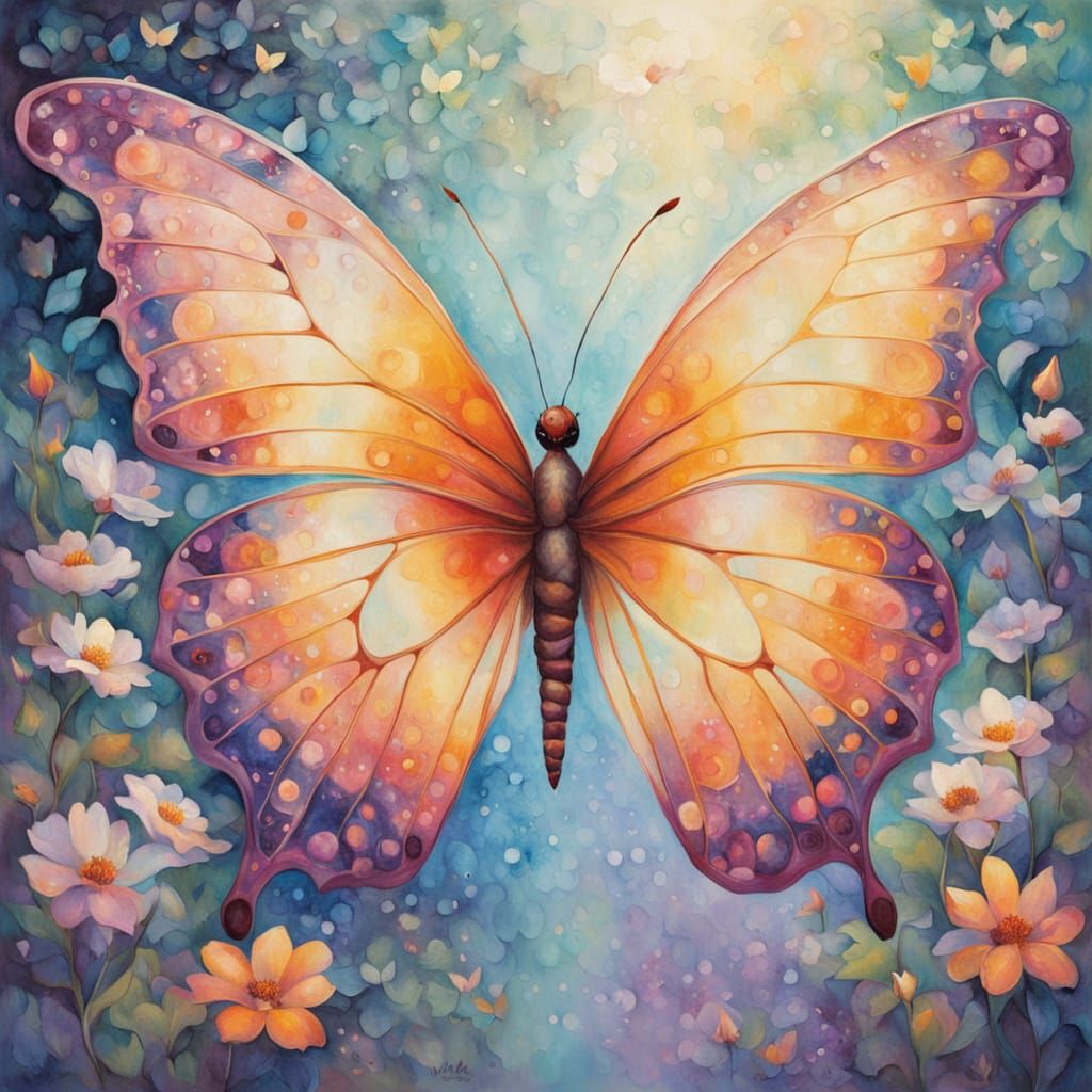 Ethereal Butterfly in Pointillist Style
