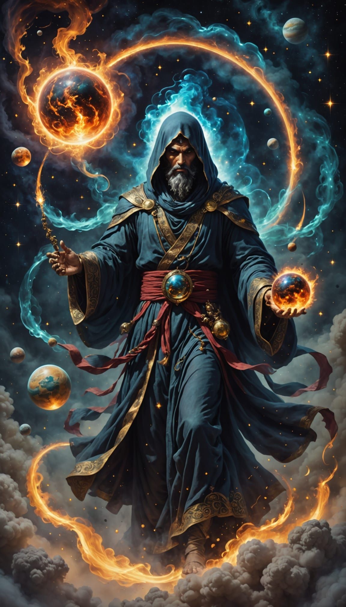 Cosmic Djinn of Chaos in Smoky Robes
