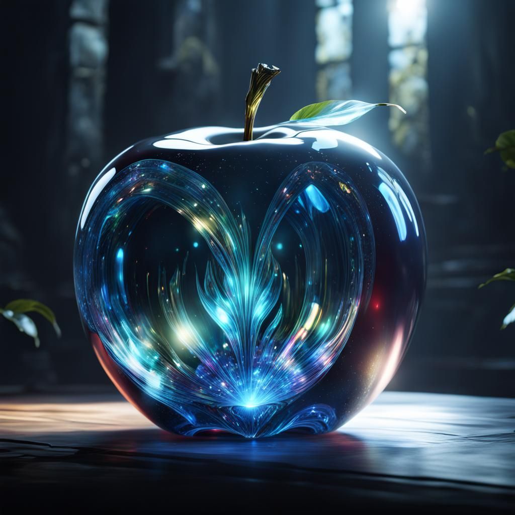 Glass Apple in Beam of Light: Matte Painting