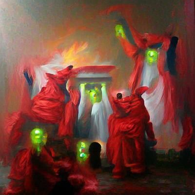 Person in Striking Red Robes