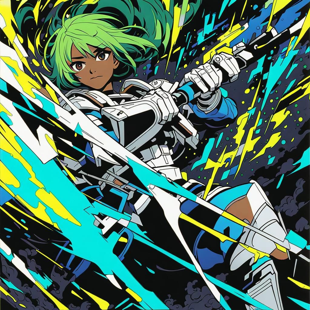 Manga Schoolgirl with Axe in Studio Trigger Style