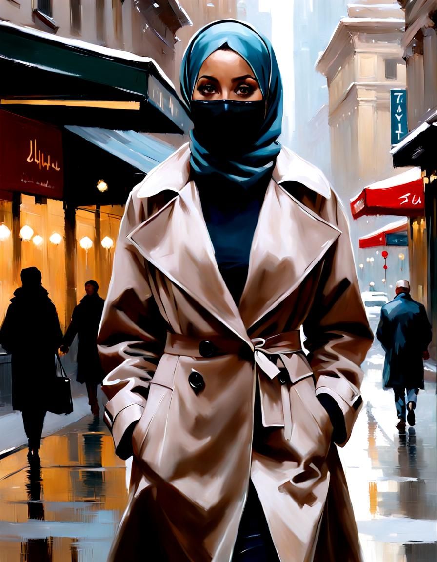 Cozy City Stroll: Oil Painting Portrait