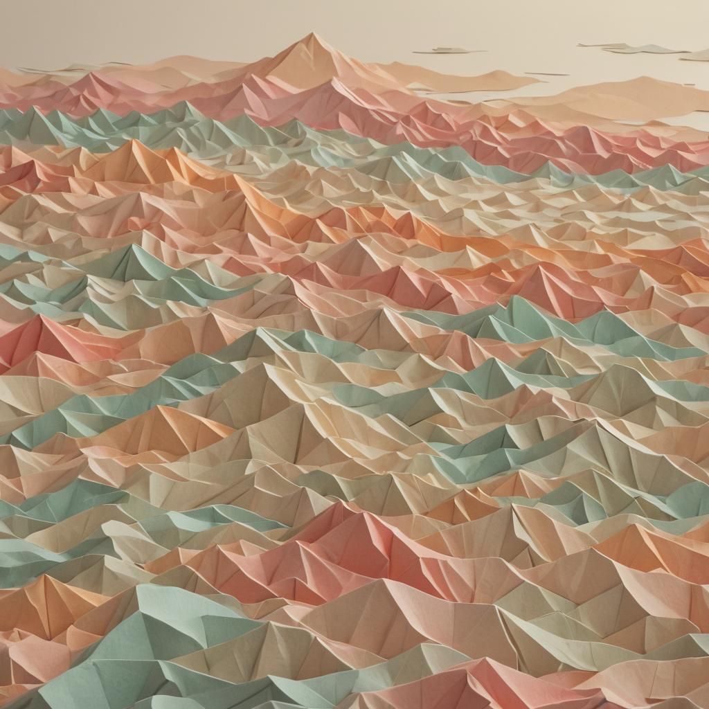 Serpentine Coastline as Origami Papercraft Sculpture