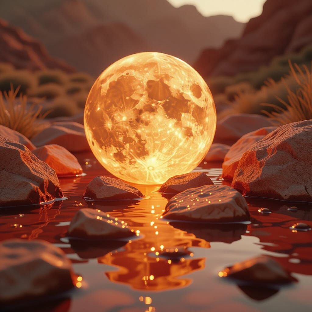 Honey Droplets on Moonstone Rocks in Cinematic Style