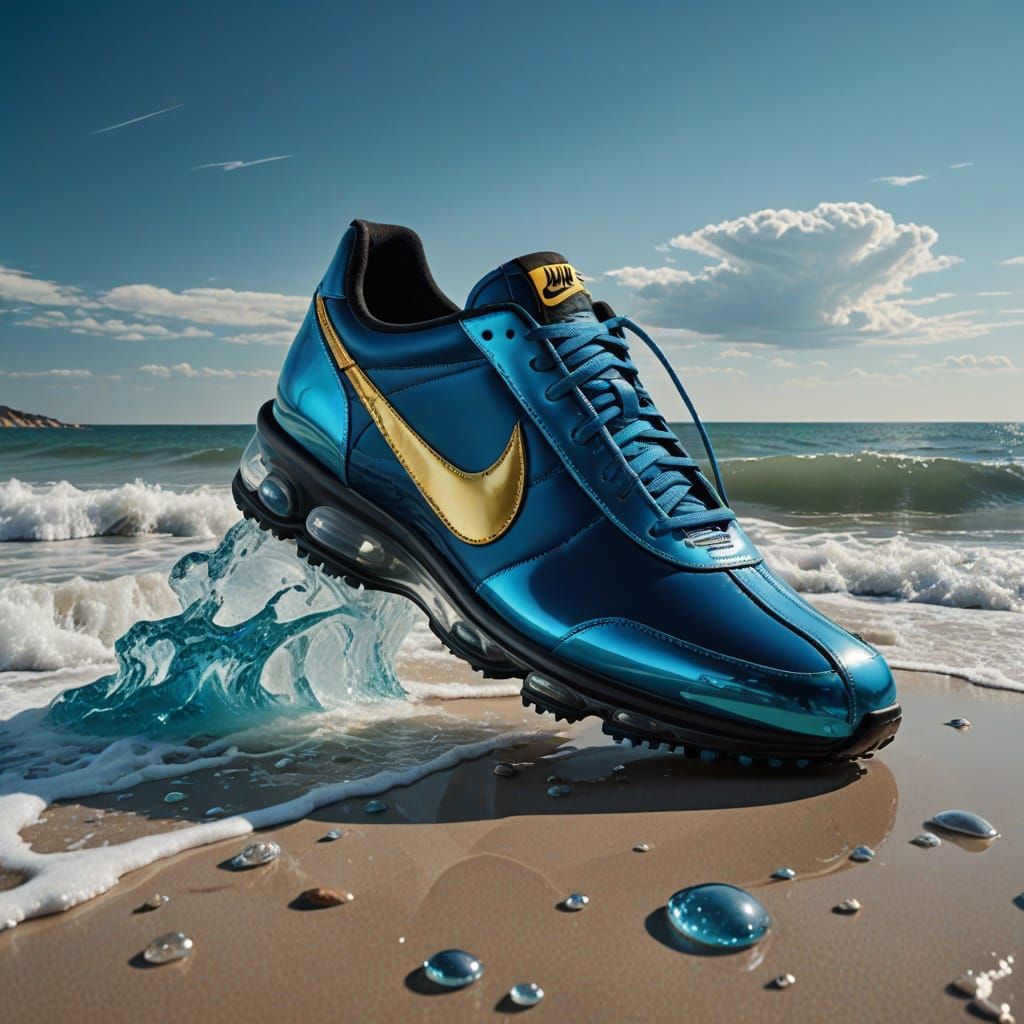 Surreal Shark Walks on Beach in Dali Style