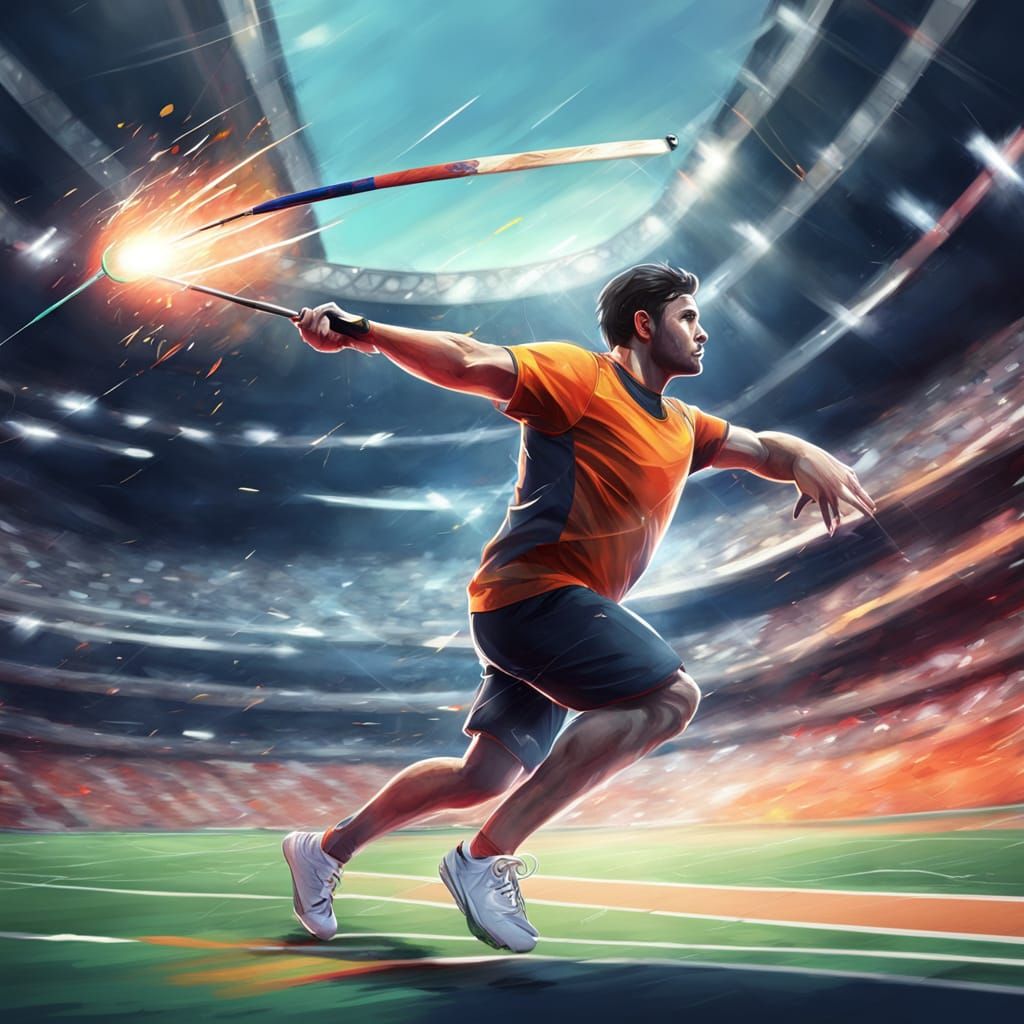 Javelin Thrower in Dynamic Motion