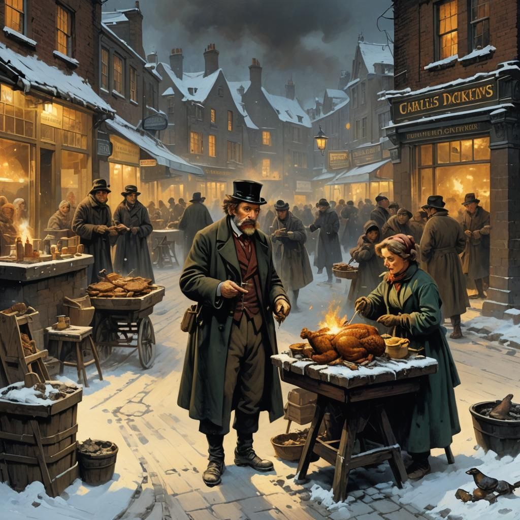 Victorian Matchstick Girl in Snowy Night