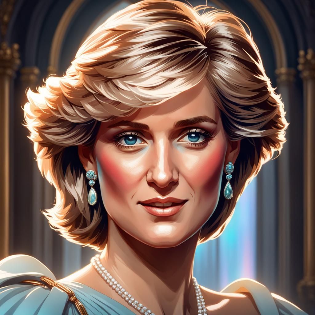 Princess Diana Portrait in Detailed Concept Art Style