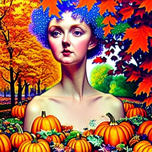 Lily Cole Portrait in Hyperdetailed Autumnal Oil Painting