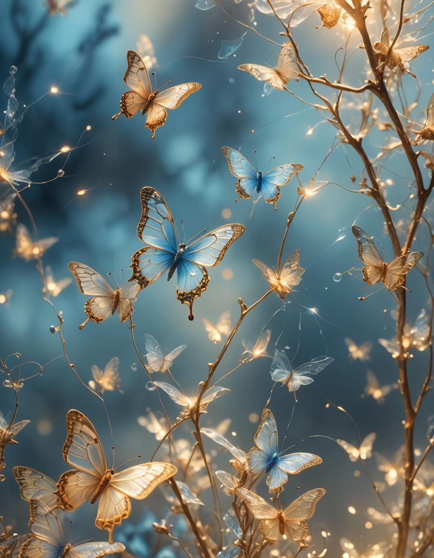 Glowing Butterfly in Dreamy Surrealist Atmosphere