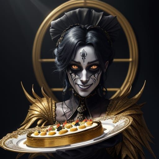 Dark Victorian Demon Patissier Portrait in Exquisite Detail