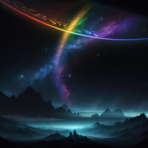 Rainbow Serpent in Outer Space Digital Painting
