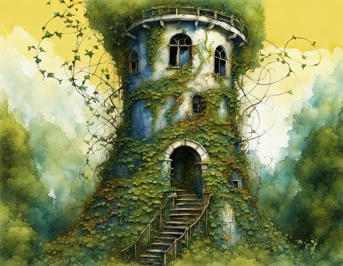 Fantasycore Tower with Kinetic Art Aesthetic