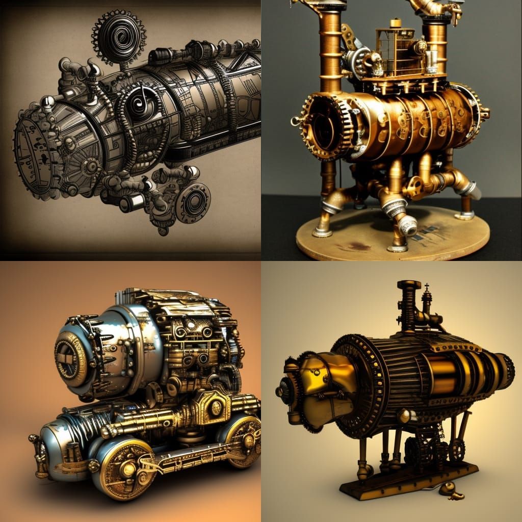 Steampunk Spaceship with Vintage Engine