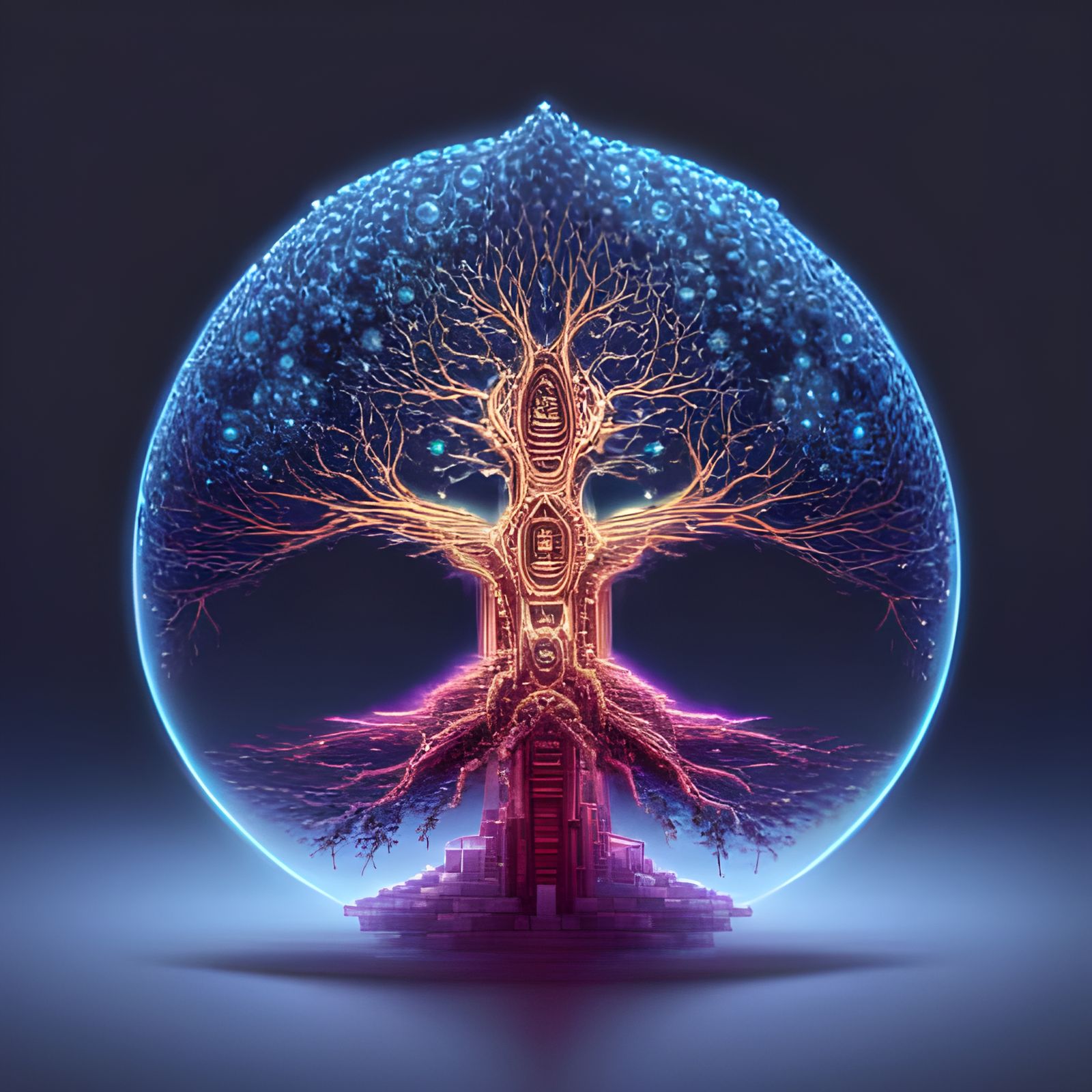The cosmic tree of life pixel style