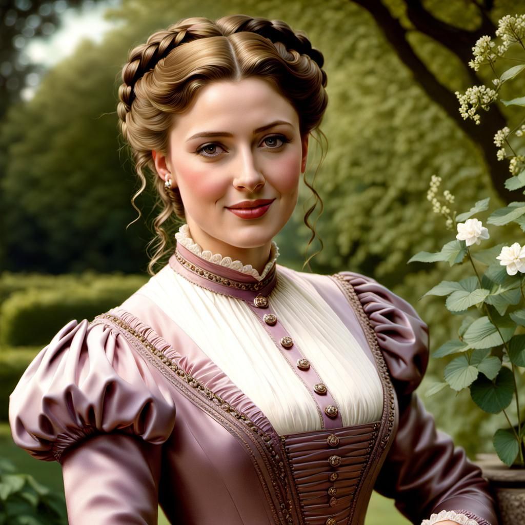 Victorian Lady Portrait in Mystic Garden