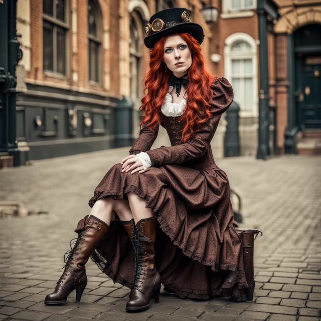 Steampunk Victorian Woman with Red Hair
