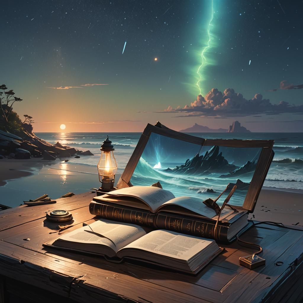 Glowing Prism Over Book: Lunar Mystic Concept Art