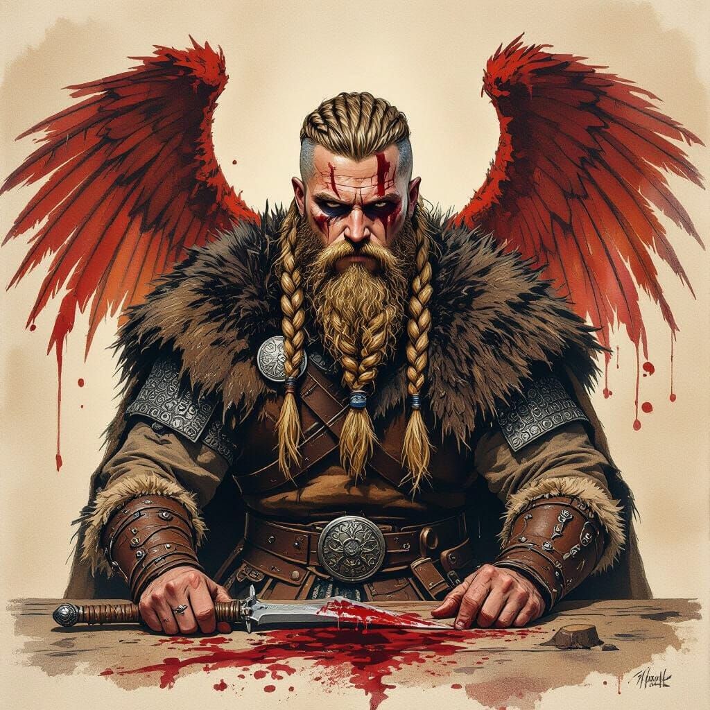 Viking Blood Eagle Ritual in Baroque Style