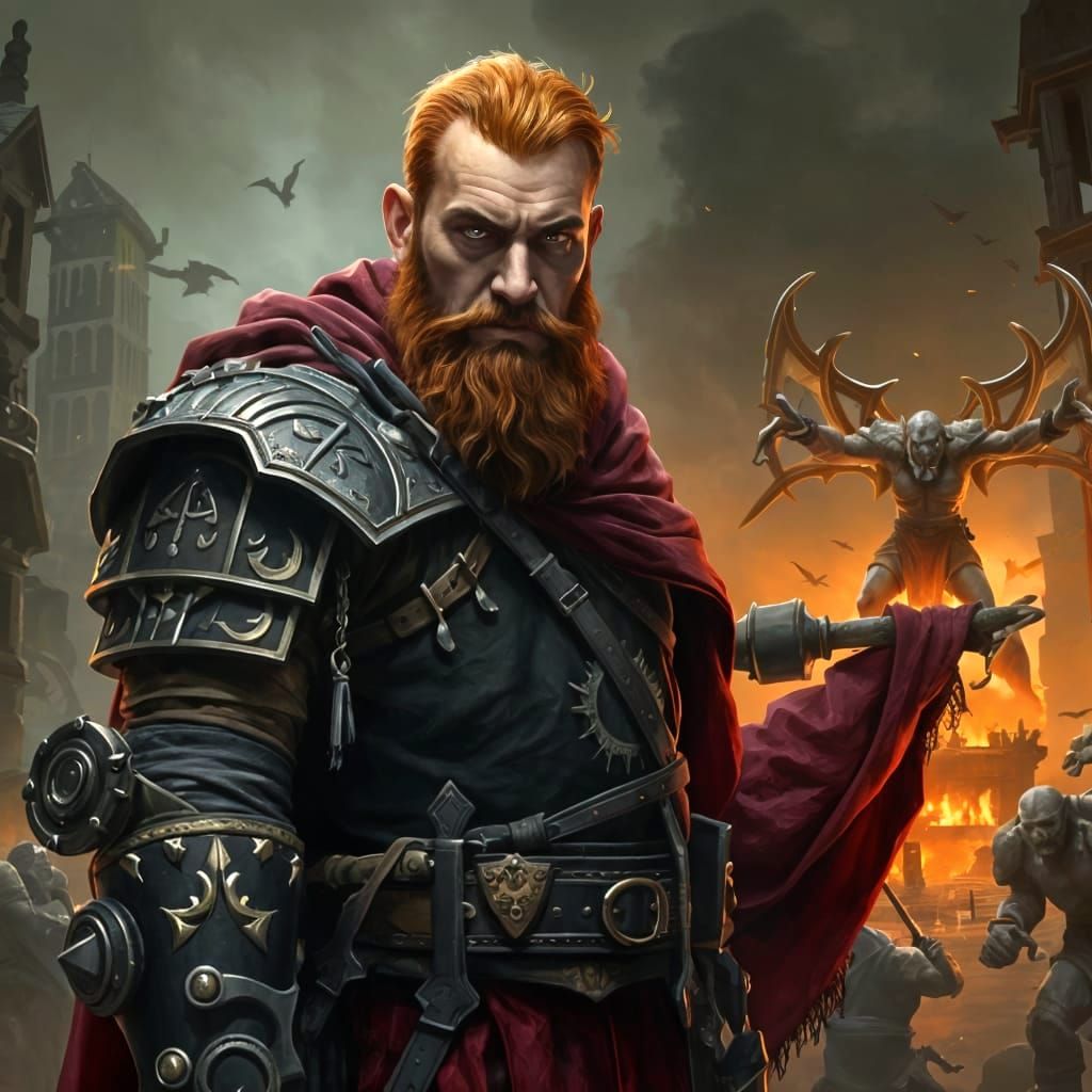 Desperate Warrior in Burning City Asks for Help