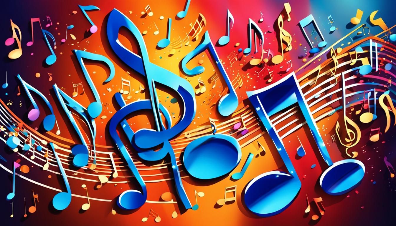 Musical Notes Dance in Splash Art Composition