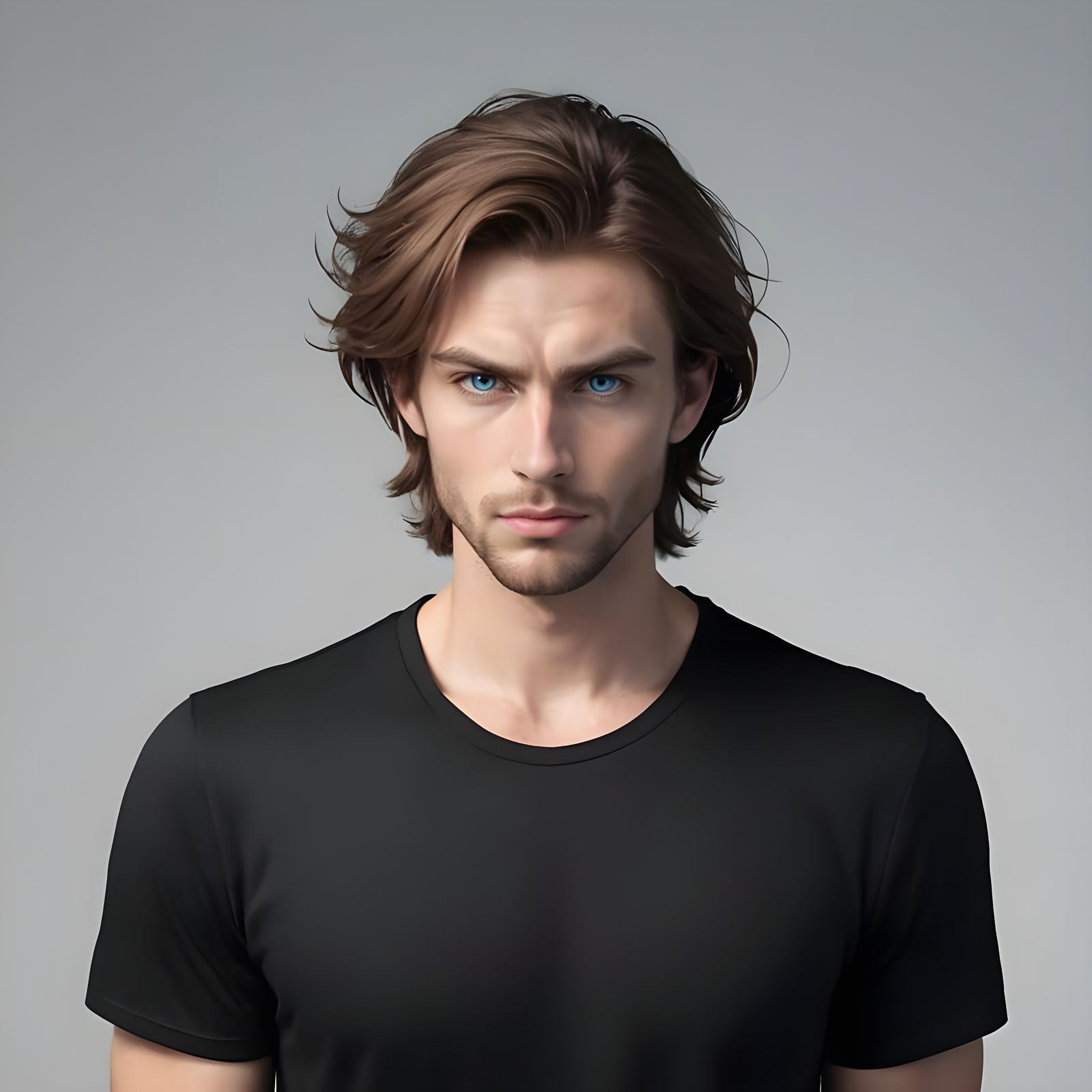 Stressed Nordic-American Man Portrait with Icy Blue Eyes