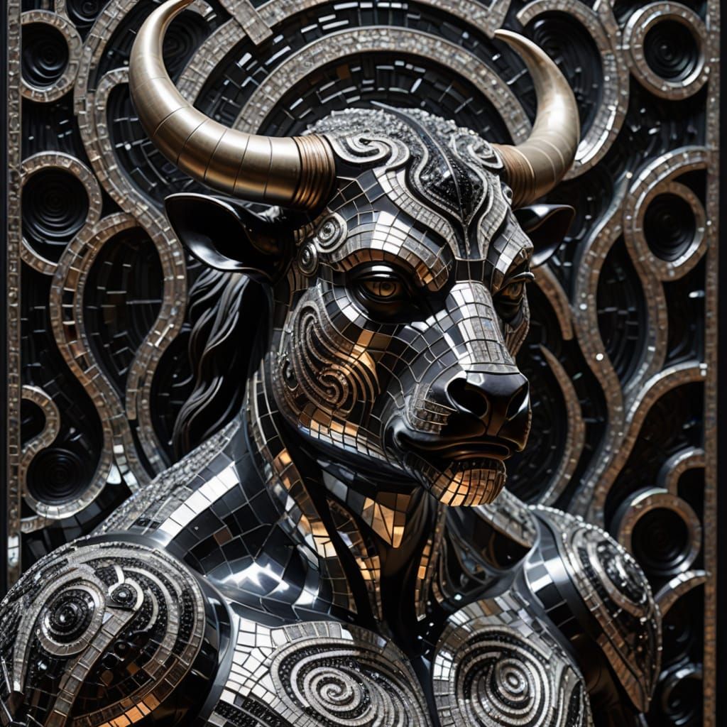 Mirror Minotaur in Glistening Mosaic