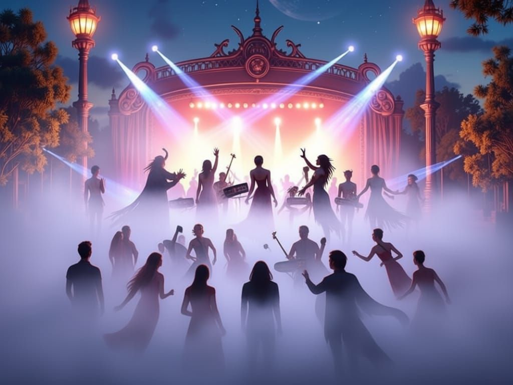 Audience floating is a fog in rhythm with the band