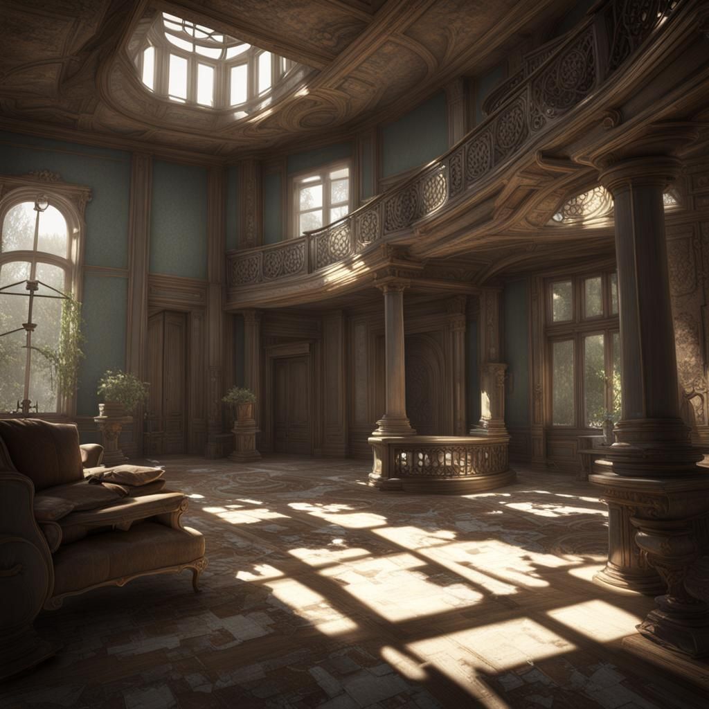 Abandoned Luxury Property Interior in 3D Style