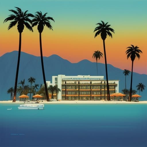 Luxurious Hotel California Stands Alone by the Ocean at Suns...