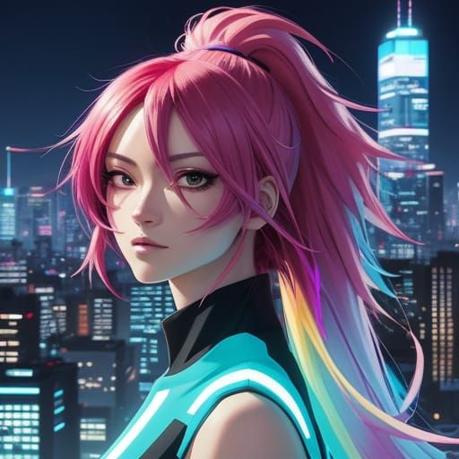 Vibrant Anime City Hero