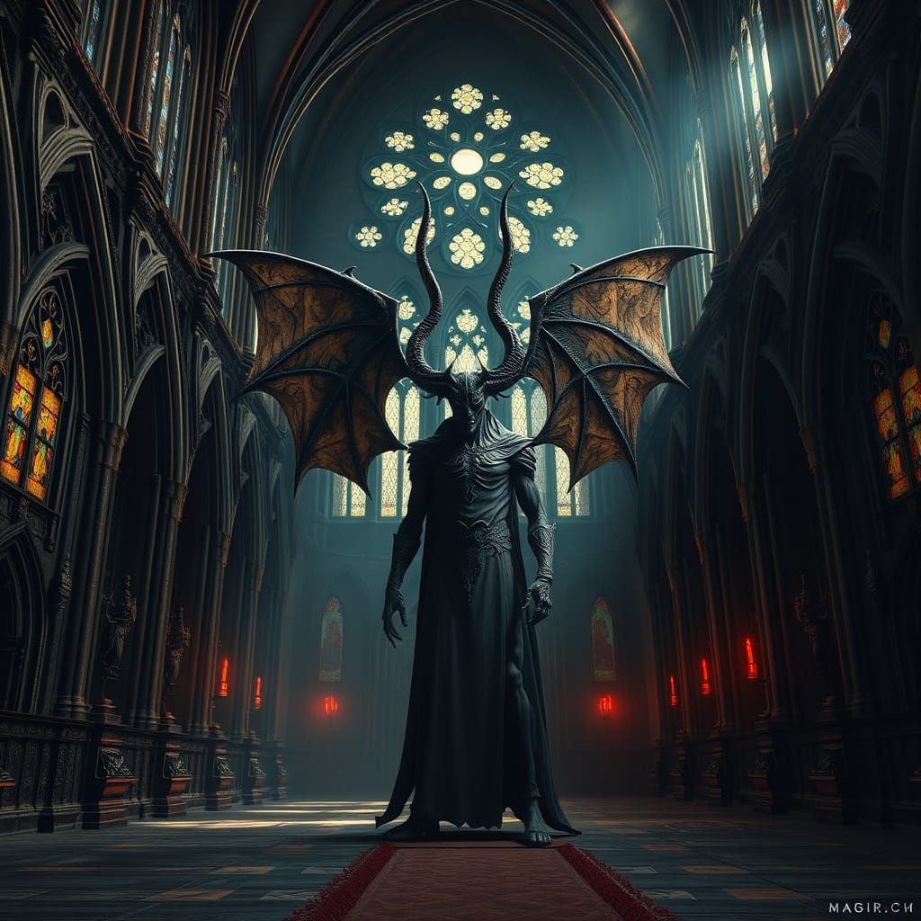 Satan in Gothic Cathedral: Matte Painting