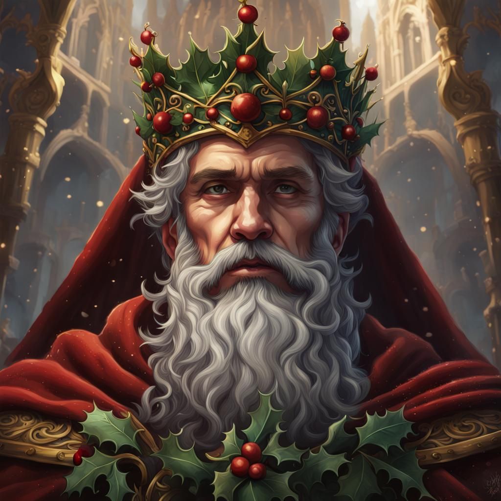 Holly king wearing his crown