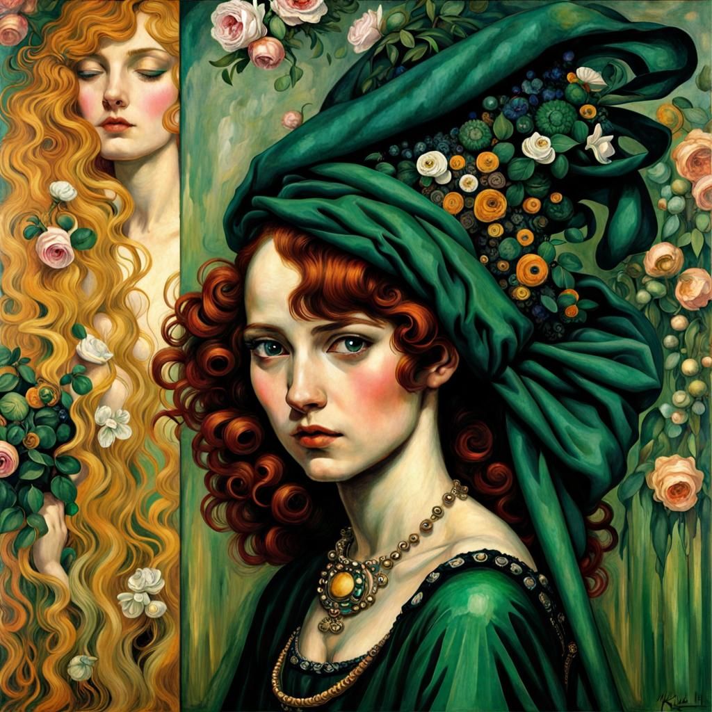 Emerald Entity in Impressionistic Pre-Raphaelite Style
