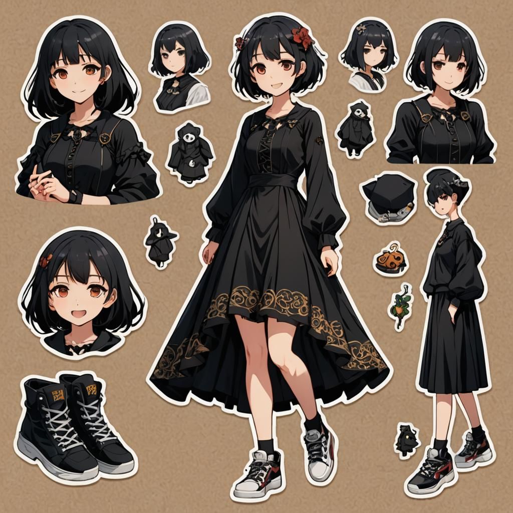Anime Girl Sticker in Gothic Dress