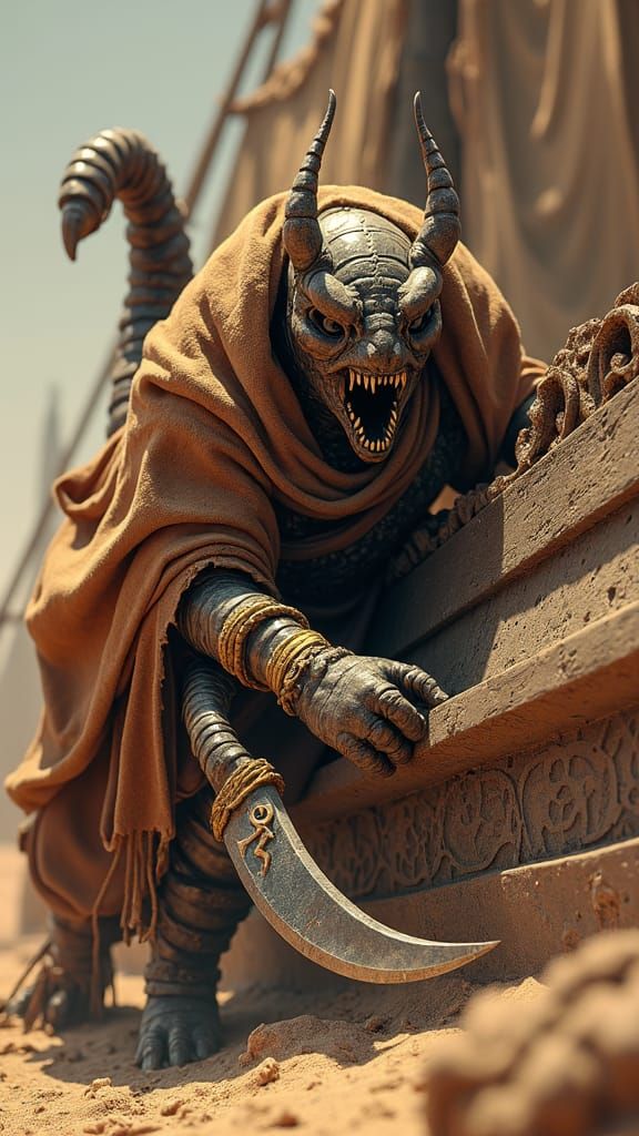 Scorpion Pirate Captain on Desert Ship