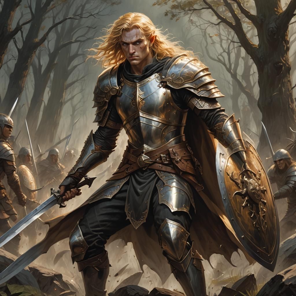 Half-Elf Warrior in Dark Fantasy Style