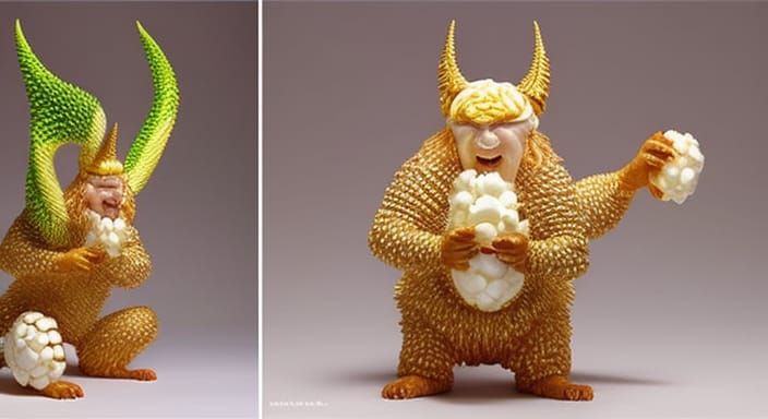 Mythical Creatures Sculpted from Popcorn Kernels
