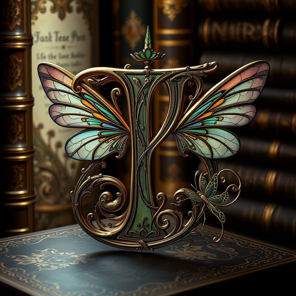 Ethereal Art Nouveau Monogram in Golden Opulence