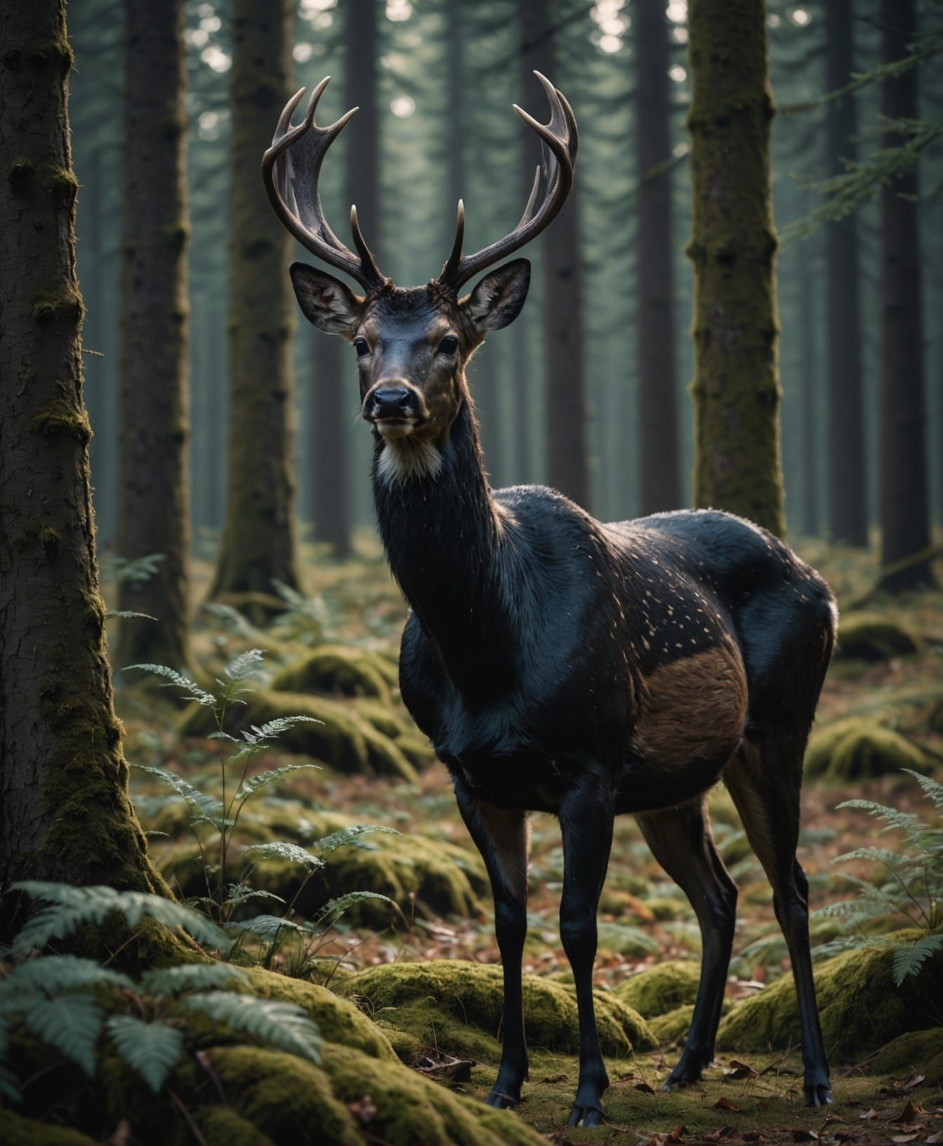 Beautiful Melanistic Deer in Hyper-Realistic 8K